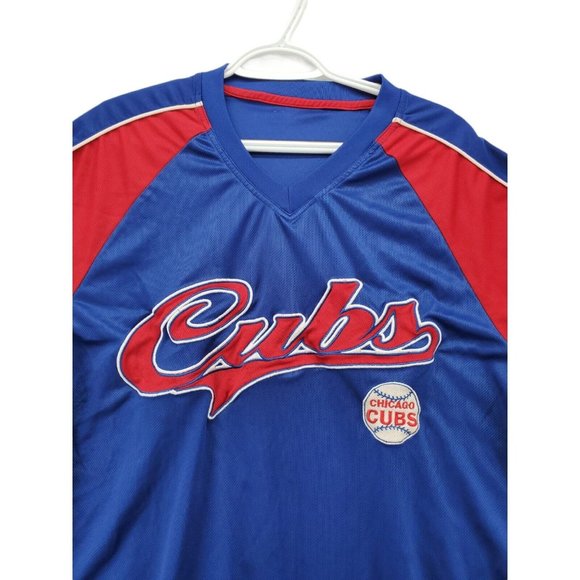 CHICAGO CUBS Shirt Men’s Short Sleeve V-Neck Blue Red Size Large - Picture 6 of 9
